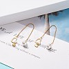 Brass Ear Thread with Heart and Acrylic Pearl Charm EJEW-JE04886-2