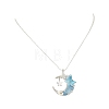 4Pcs 4 Colors Natural Aquamarine & Rose Quartz & Yellow Fluorite & Lavender Amethyst Wire Wrapped Moon with Acrylic Butterfly Pendant 304 Stainless Steel Ball Chain Necklaces NJEW-TA00266-3