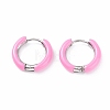 Two Tone 304 Stainless Steel Chunky Huggie Hoop Earrings with Enamel for Women EJEW-C043-11-06P-2