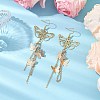 Butterfly Brass Charm Dangle Earrings for Women EJEW-TA00547-2