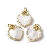 Natural White Shell Heart Charms SSHEL-G027-01G-1