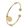PVD Vacuum Plating 202 Stainless Steel Disc Charm Open Cuff  Bangles for Women BJEW-M317-03G-1