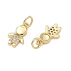 Brass Micro Pave Clear Cubic Zirconia Pendants CU-CBA9AFC-01G-09-2