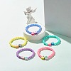 Candy Color Plastic Round Beaded Stretch Bracelet with Food Shape Polymer Clay for Kid BJEW-JB07582-2