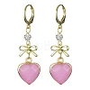 Natural Mixed Gemstone Heart & Bowknot Drop Earrings EJEW-JE05388-2