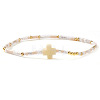 Bohemian Cross Charm Glass Seed Bead & Brass Beads Stretch Bracelet for Women SA4132-10-1