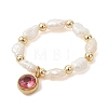 3Pcs Natural Cultured Freshwater Pearl Beaded Stretch Finger Rings RJEW-JR01009-4