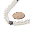 Natural Black Onyx Cross & Acrylic Imitation Pearl Beaded Necklace for Women NJEW-JN04218-2