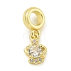 Rack Plating Brass Micro Pave Clear Cubic Zirconia European Dangle Pendants KK-Z067-31G-1