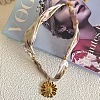 304 Stainless Steel Enamel Pendant Printed Cloth Scarf Necklaces for Women FS-WGDE682-06-1