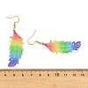 3 Pairs Feather Spray Painted 430 Stainless Steel Dangle Earrings EJEW-JE07003-6