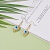 Round Lampwork Evil Eye Braided Dangle Earrings EJEW-JE04898-01-3