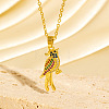 Brass Micro Pave Cubic Zirconia Bird Pendant Necklaces for Women WG99159-03-1