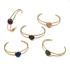 304 Stainless Steel & Natural Gemstone Cuff Bracelets for Women BJEW-JB14123-02-2
