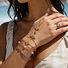 Summer 304 Stainless Steel Crystal Rhinestone Star Link Hand Chain Ring Bracelets for Women SA-CBAAE04-04G-2