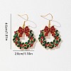 Christmas Wreath Alloy Enamel Dangle Earrings FS-WGEFD29-01-4