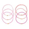 Pink Color Palette Gradient Color Glass Seed Beaded Stretch Bracelet Sets BJEW-MZ00102-01-4