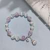 Star Alloy Cat Eye & Natural Amethyst Round Beaded Charm Bracelets WG18D49-02-1