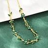Brass Pave Cubic Zirconia Flower Link Chain Necklaces KK-CBA4547-18G-03-3