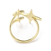 Brass Star Open Cuff Ring for Women RJEW-A042-01B-3