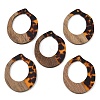 Transparwnt Resin & Walnut Wood Pendants RESI-I354-03A-1