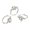 Brass Micro Pave Cubic Zirconia Finger Rings CU-CBA260E-09P-4