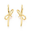 Brass Huggie Hoop Earring Findings for Half Drilled Beads KK-T071-15G-1