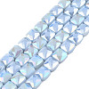 Electroplate Opaque Solid Color Glass Beads Strands EGLA-N002-43-02-1