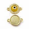 Rack Plating Real 18K Gold Plated Brass Micro Pave Clear Cubic Zirconia Connector Charms ZIRC-L102-04G-2