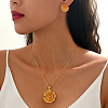 Vintage Brass Flower Stud Earrings & Pendant Necklaces Sets for Women BJ1568-1