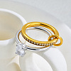 304 Stainless Steel & Clear Cubic Zirconia Finger Rings WG6CB4B-01-1