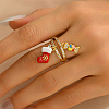 Christmas Brass Micro Pave Cubic Zirconia Adjustable Cuff Open Rings for Women UL1460-3