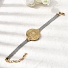 304 Stainless Steel Saint Benedict Bangles for Women BJEW-K295-01A-GP-2