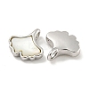 Natural Shell & Brass Gingko Leaf Charms KK-P275-06P-2