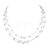 Natural Quartz Crystal 3 Layer Necklaces NJEW-JN05052-1