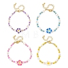 Polymer Clay Flower & Glass & Natural Trumpet Shell Beaded Bracelets for Women BJEW-JB14391-2