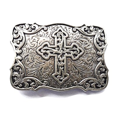 Alloy Rectangle with Cross Belt Buckles RELI-PW0001-115-1