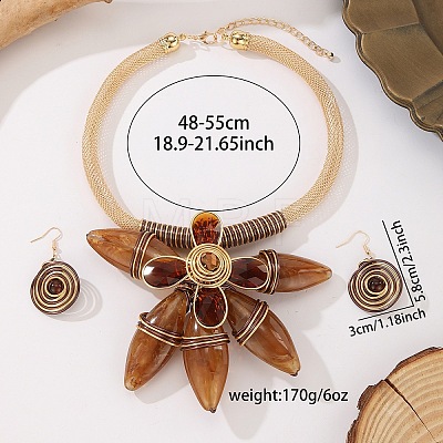 Aluminum & Resin Flower Statement Jewelry Set WGDD658-02-1