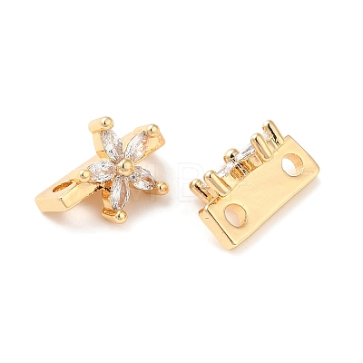 Brass Micro Pave Clear Cubic Zirconia Slide Charms KK-P239-15G-1