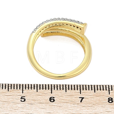 Brass Micro Pave Cubic Zirconia Open Cuff Ring for Women RJEW-F177-03GP-03-1