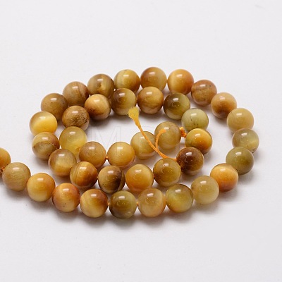 Natural Tiger Eye Round Beads Strands G-E329-10mm-40C-1