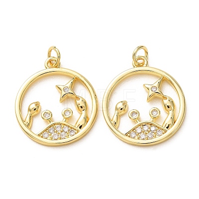 Brass Micro Pave Clear Cubic Zirconia Pendants CU-E003-18G-23-1