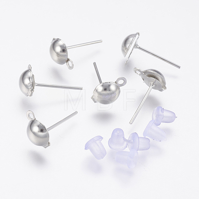 Iron Stud Earring Findings IFIN-F136-6mm-08P-1