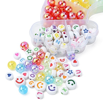 302Pcs 9 Style Transparent & Opaque Rainbow Iridescent Acrylic Beadss Plated and Enamel MACR-CJ0001-55-1