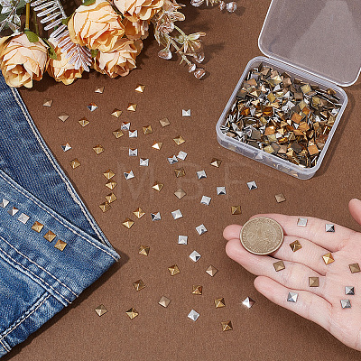 500Pcs 3 Colors Brass Hotfix Iron On Rivets KK-SP0002-60-1