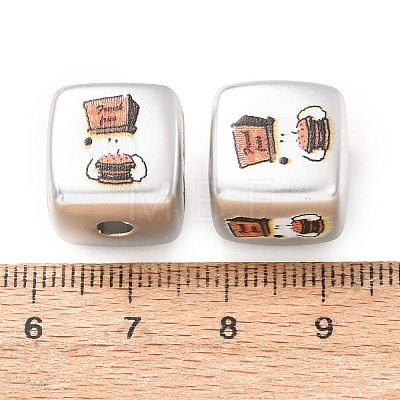 Plating Printed Acrylic European Beads AC-CBA655C-16A-1