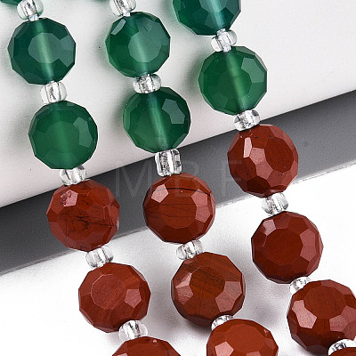 Natural Red Agate & Green Agate & Red Jasper Beads Strands G-T144-19B-01-1