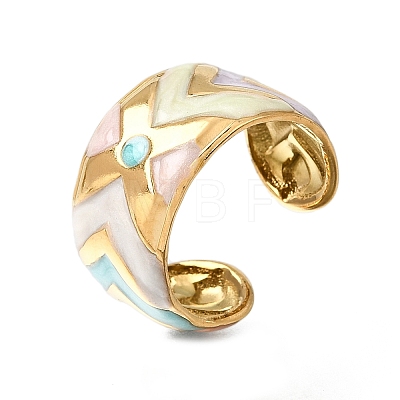 304 Stainless Steel Enamel Wide Cuff Open Rings for Women SA-K003-03C-G-1