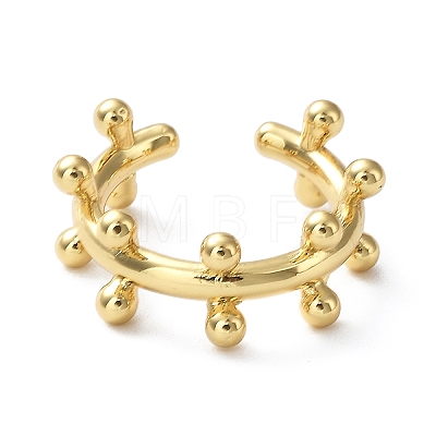 Rack Plating Brass Round Beaded Open Cuff Rings for Women RJEW-Q777-05G-1