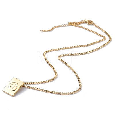 Titanium Steel Initial Letter Rectangle Pendant Necklace for Men Women NJEW-E090-01G-07-1